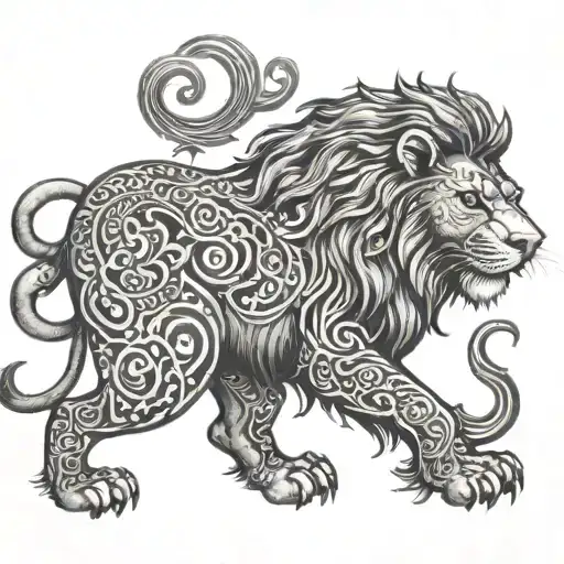 Lion Next To Hindu Om Symbol