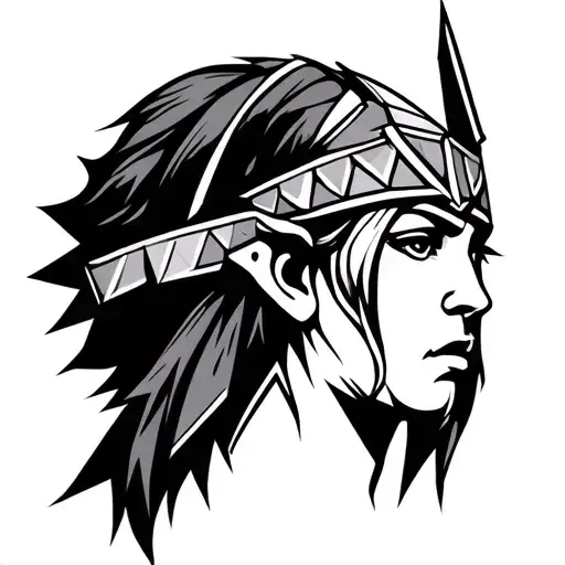 Simple Geometrical Female Viking Warrior Face