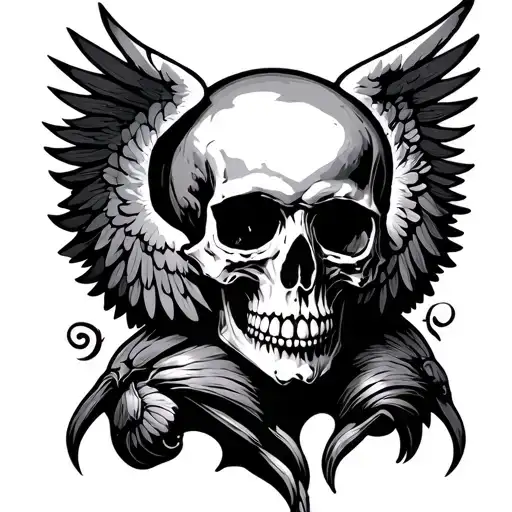 Skull With Wings Around It