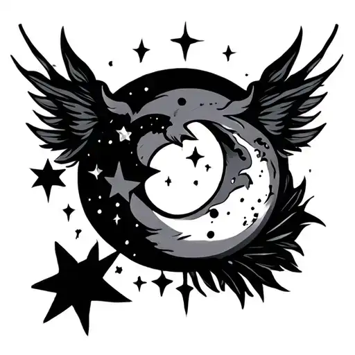 Forerm Tattoo With Stars And Moon