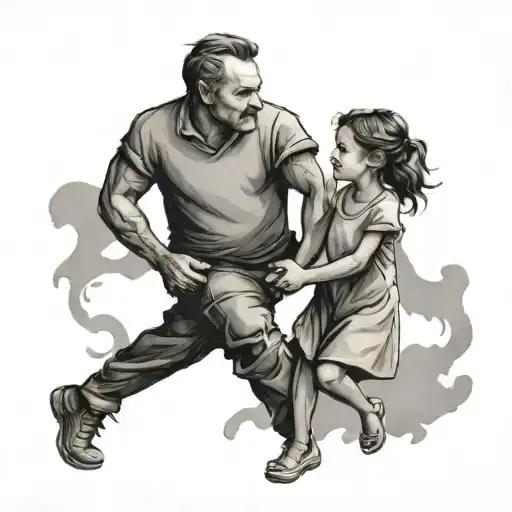 Father Holding Daughter Holding Hands