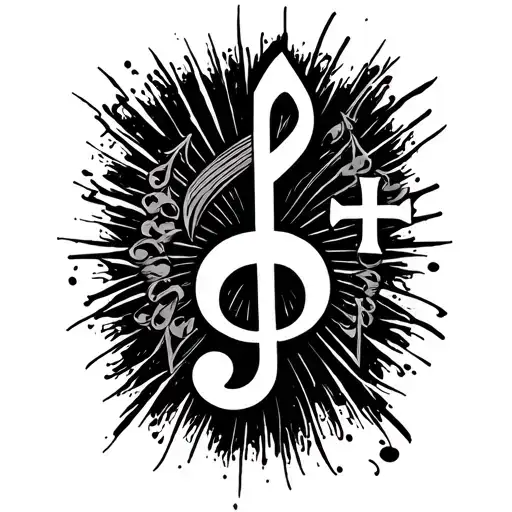 Music Note With A Cross