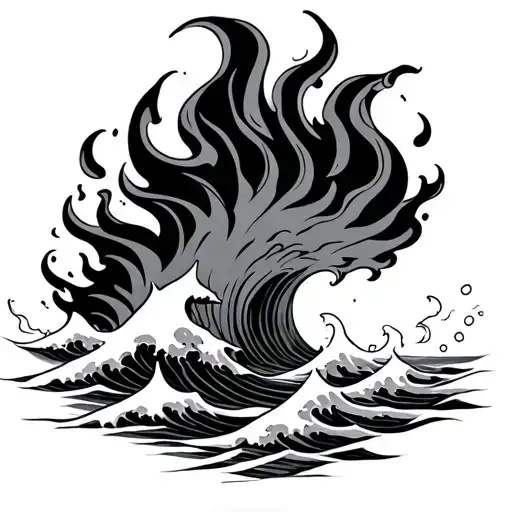 Fire And Waves Crashing