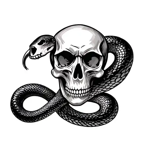 Skull And Snake Vector