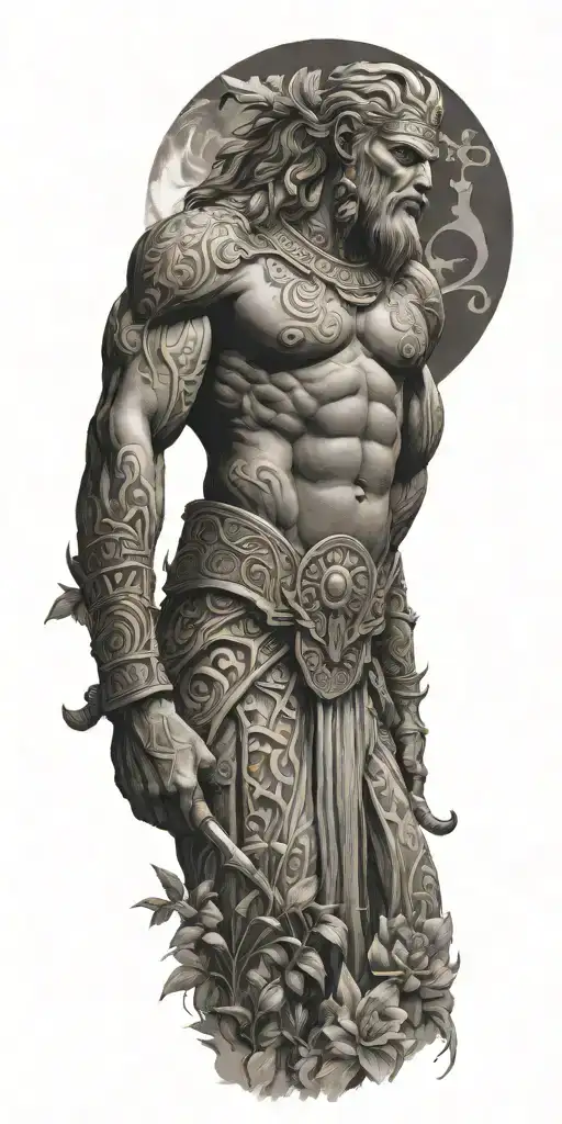 Gilgamesh Standing With Gardens And Ziggurats