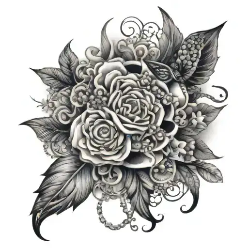 A Mystical Design Featuring Merve Arhan Alp's Favorite Things In A Black And Grey Style