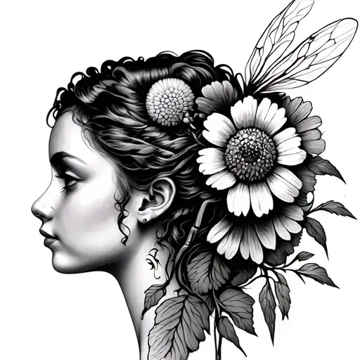 Wildflower Bee Lady Head Profile