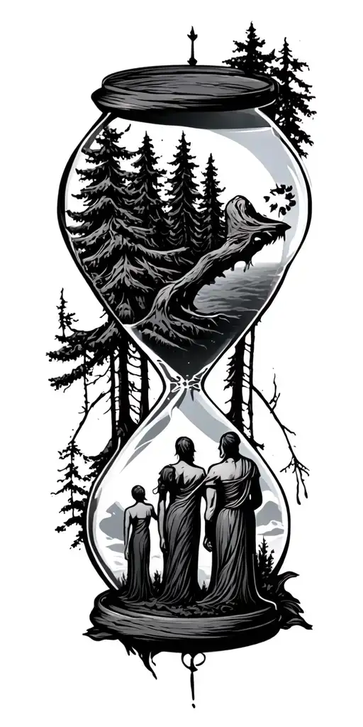 Family And Forest And Hour Glass