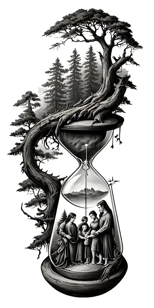 Family And Forest And Hour Glass
