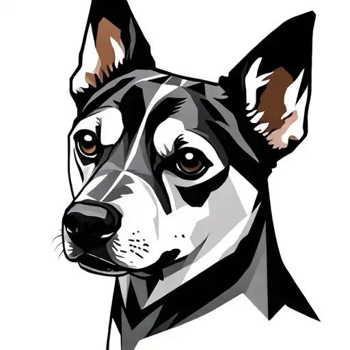 Dog In Geometric Style Tatoo Neck