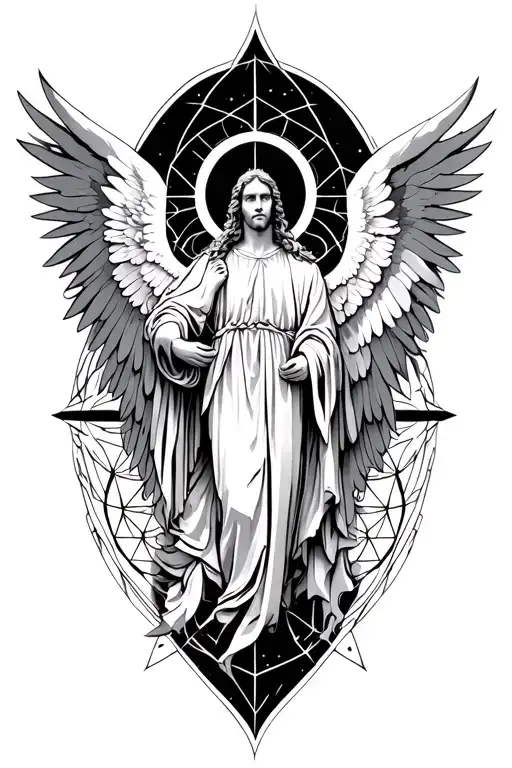 Archangel Gabriel With Sacred Geometry Patterns