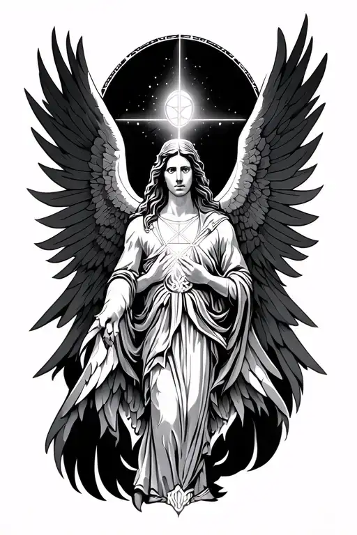 Archangel Gabriel With Sacred Geometry Patterns