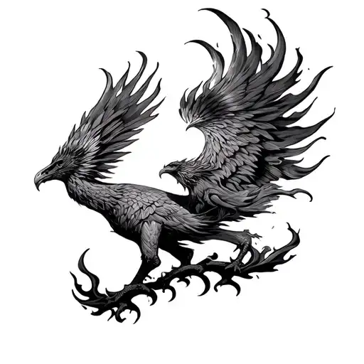 Fierce Phoenix Rising From Flames