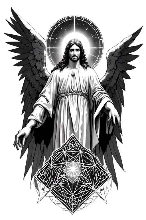 Archangel Gabriel With Sacred Geometry Patterns
