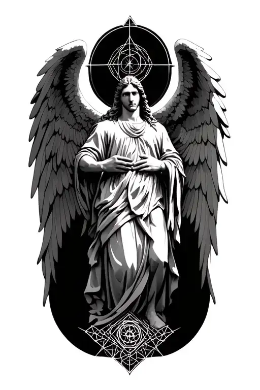 Archangel Gabriel With Sacred Geometry Patterns