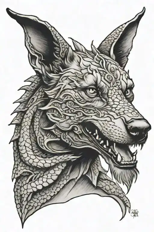 Dog Looking Up At A Dragon