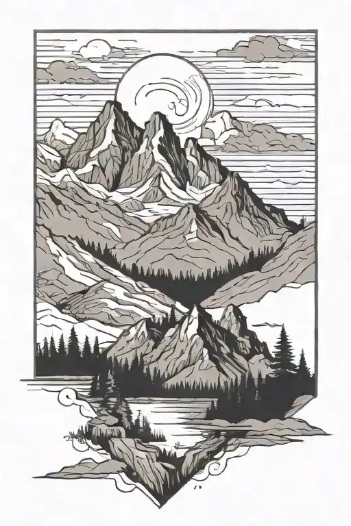 Outdoor Landscape With Mountains