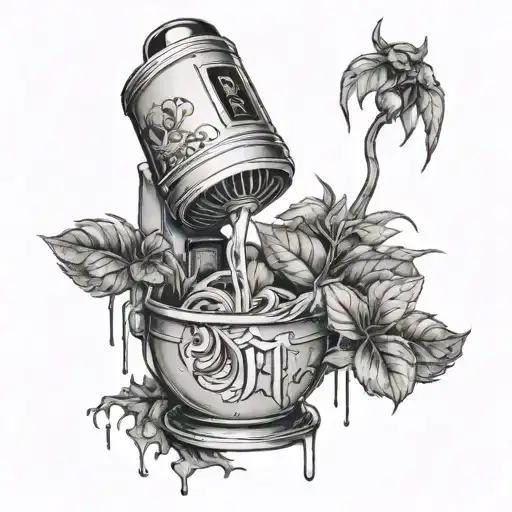 Mixer With A Plant Coming Out Of It With 25 Stitched Into Skin Underneath