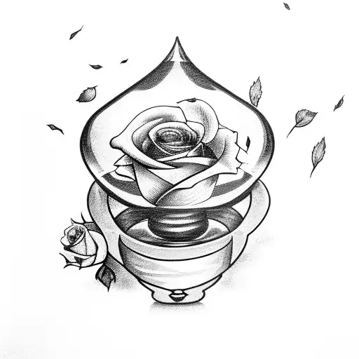 Broken Hourglass And Roses