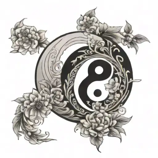 Ying And Yang Mixed With Ikigai Symbol