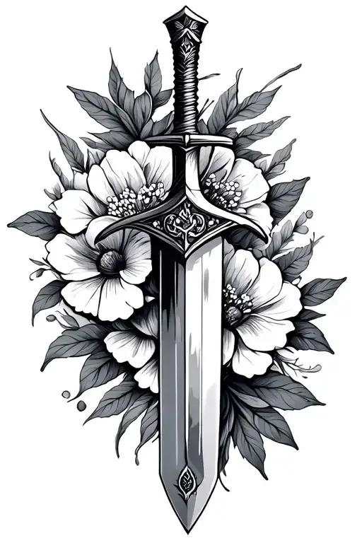 Simple Dagger With Floral In Background