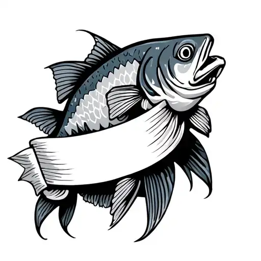 Fish Holding A Banner