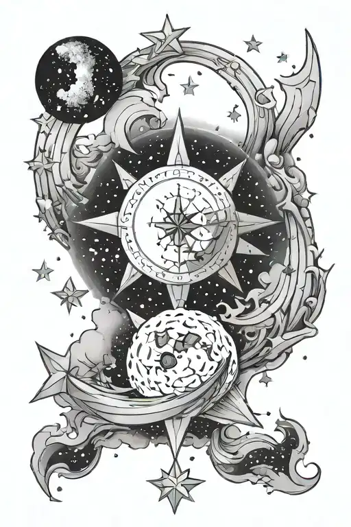 Celestial Stars And Moon