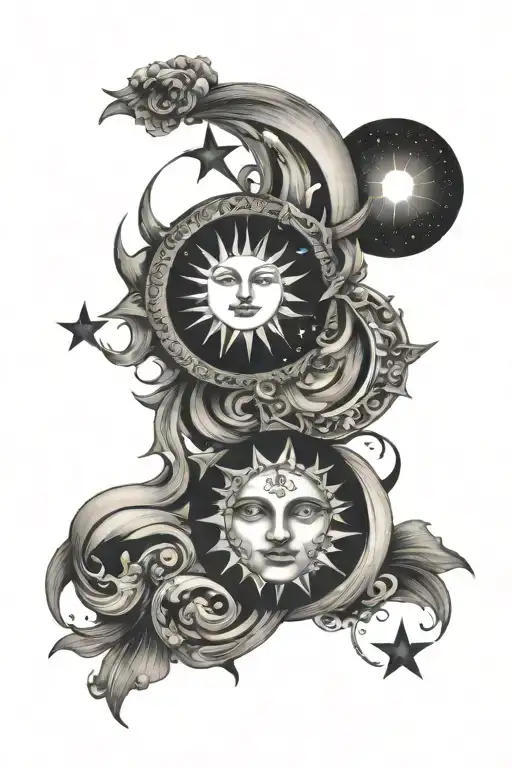 Sun Stars And Moon Intertwined