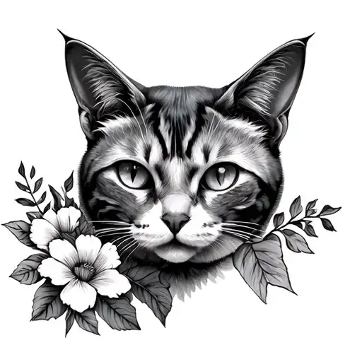 Cat Head With Vida Flowers