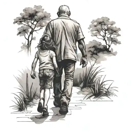 Daughter Walking With Her Father