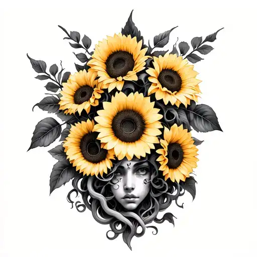 Medusa With Sunflowers Intertwined
