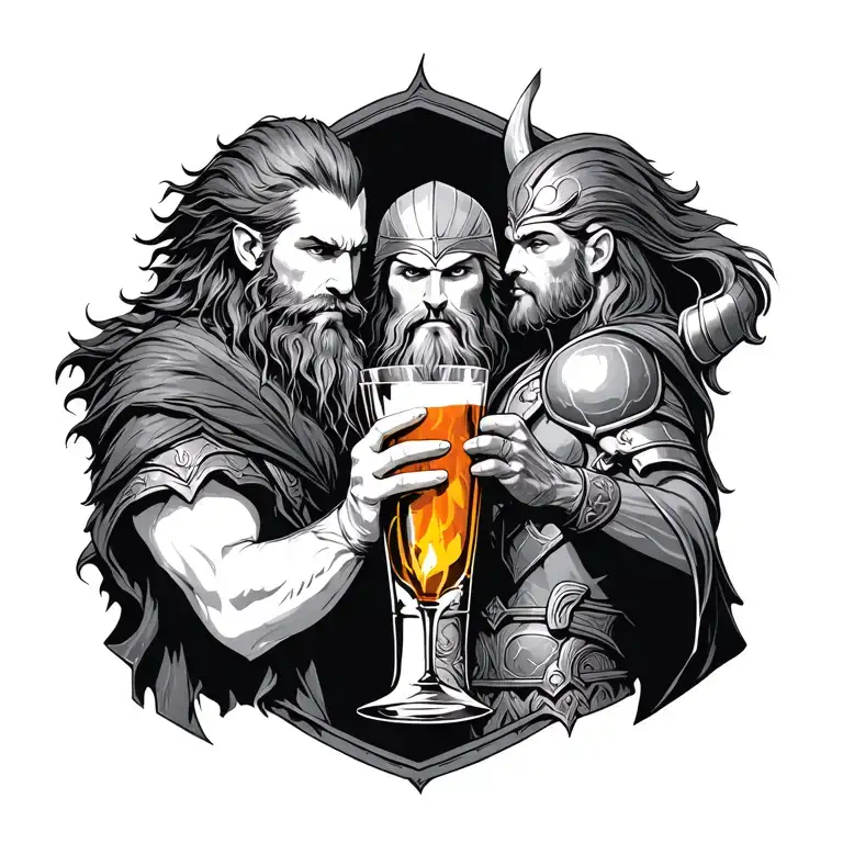 Odin Great Hall Drinking With Thor And Loki
