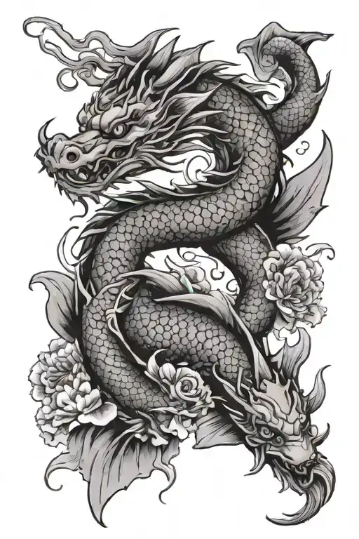 Dragon And Koi Fish