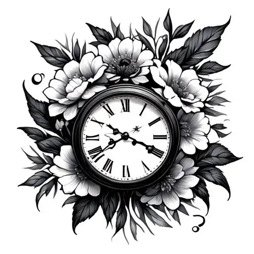 Everlie October 7 2020 Clock And Flowers Intertwined