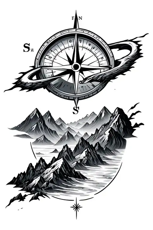 Compass Covered Mountain Back Drop