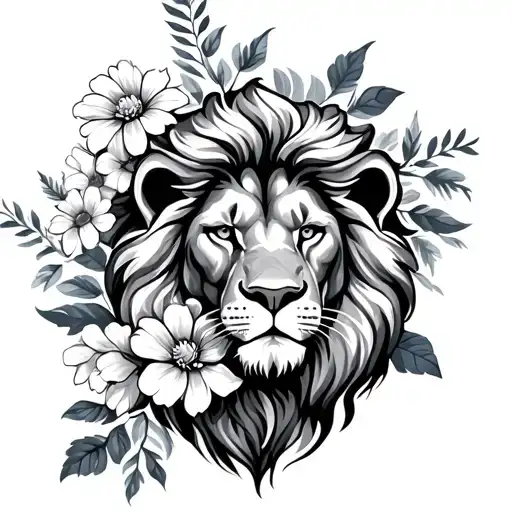 Lion And Flower Bouquet