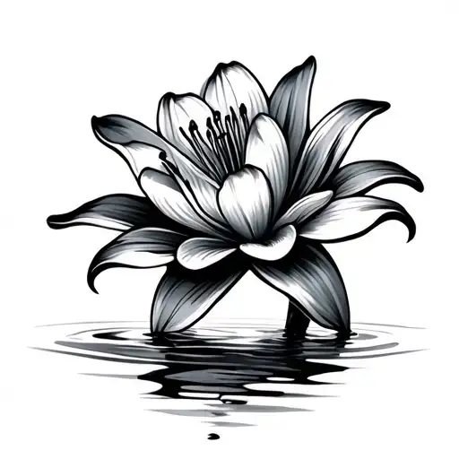 Lily Flower With Water Ripples