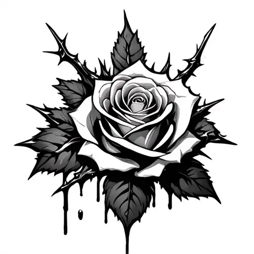 Cyber Sigilism Rose With Thorns And Blood Wrapping Around Outer Bicep