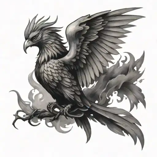 Mature Phoenix With Damaged Wings Made Layed Down