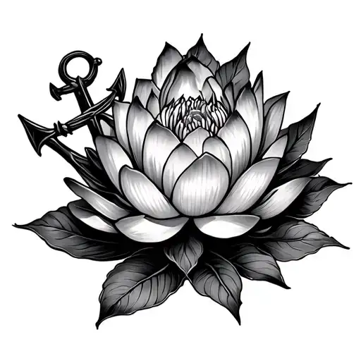 Lotus Flower Mixed With An Anchor Anxiety Trail