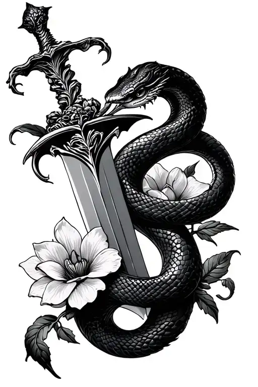 Snake Sword With Flowers
