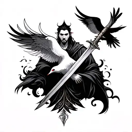 Christian Chi Roh With Doves And Sword Background