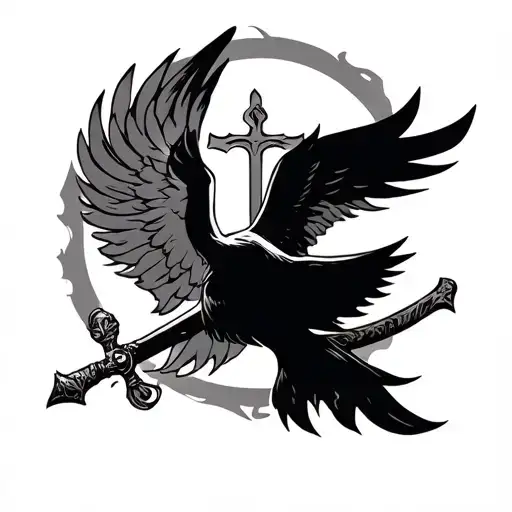 Christian Chi Roh Symbol With Dove And Sword Background