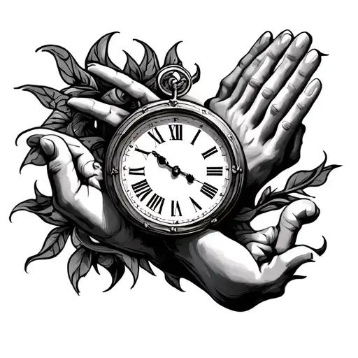 Clock With Praying Hands