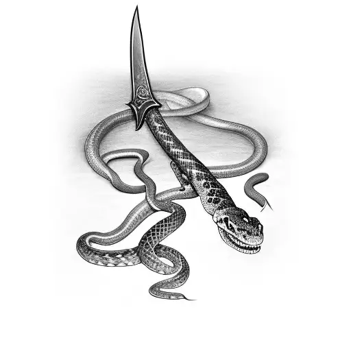 Sword With A Snake Slithering Down It