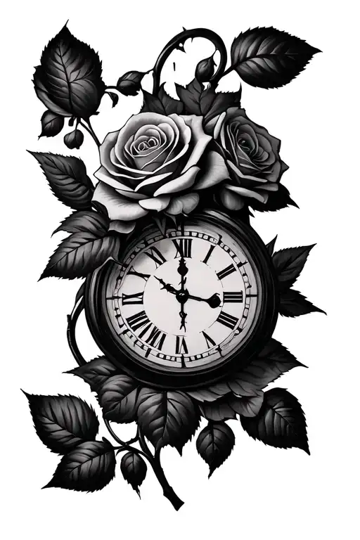Roses With Broken Clock