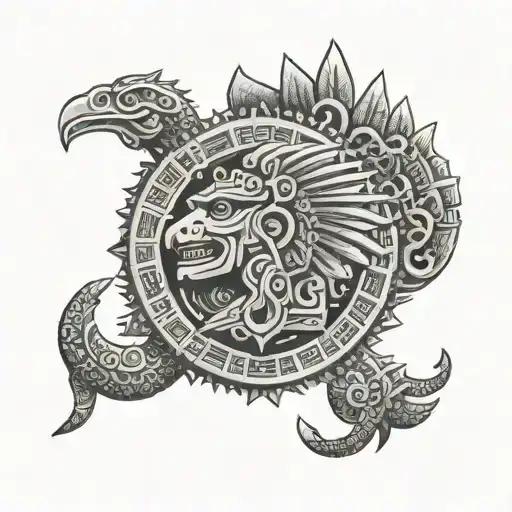 Aztec Calendar With Quetzalcoatl Wrapped Around It