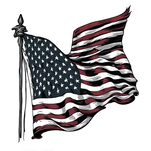 Military Full Sleeve With American Flag Primarily Black