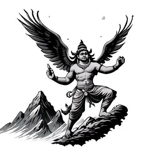 Hanuman Flying With Mountain