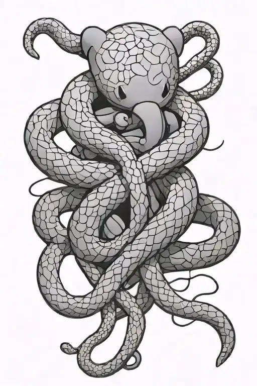 Kaws And Snake Intertwined